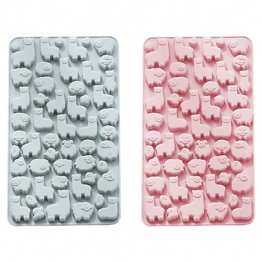 Molde de Silicone Forma Animal Ovelha Alpaca com 53 Cavidades Para Gelatina Doce Gelo Gummy Bear - Rosa empoeirado - Visão 1