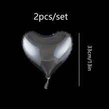 2pcs/Set 13" Transparent Heart-Shaped Bubble Balloons For Party Decoration (Lights Not Included)