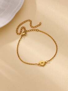 1PC Stainless Steel Sun Hollow Anklet For Women Girls Minimalist Fashion Waterproof Foot Chain Jewelry Beach Party Gift Sunflower Anklets