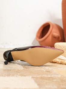 New Women Mid-Heel Pointed Toe Fashion Versatile High Heels - Red and Black - View 7