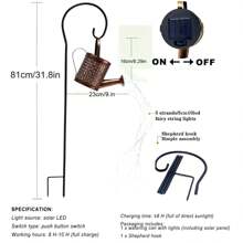 1条太阳能串灯，带瀑布式灯串、防水充电板，适用于花园装饰、户外太阳能仙女灯串、庭院装饰、秋季装饰、家居装饰、户外照明