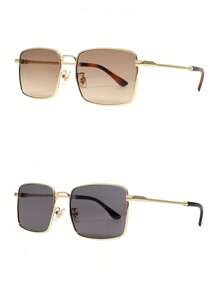 2 piezas Gafas de moda con patas retorcidas de estilo vanguardista y único, accesorio para el regreso a clases - 2 piezas (negro + marrón) - Ver 4