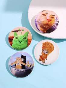 1 件可爱搞笑卡通创意独特时尚简约猫、UFO、火箭、炸鸡亚克力胸针，女士日常佩戴首饰 - 彩色 - 查看 10