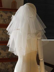 1 Pc Ribbon Bow Bridal Headpiece, Versatile Styling For Wedding Photo Shoot, Wedding Dress Accessory Fall Clothes For Women