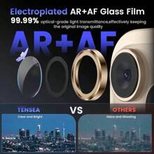 16pcs Lens Protective Film/Camera Protection/Prevent Scratching/5 Sets Of Mixed Color Machine Lens Protective Film, Ultra-High Definition 9H Reinforced Glass And Metal Separate Ring Cover, Easy To Install, Scratch-Proof, Suitable For Shell +1pc Storage Box. Mobile Phone Lens Film Black, Blue, Gold, Silver, Colorful Lens Film. Gift For Birthday, Family, Friends Alloy Metal With Tempered Glass Full Cover, Lens Protector, Phone Accessories