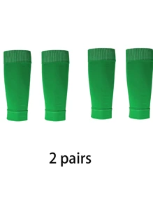 2 paires de chaussettes de compression de football de couleur unie simples, manches de jambe serrées, convenant au football, au basketball, au cyclisme et à d'autres sports de plein air