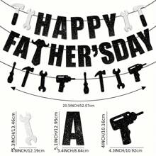 黑色闪光父亲节快乐横幅，我们爱爸爸横幅，父亲节派对装饰品，最佳爸爸父亲节横幅，父亲节派对用品照片道具 - Black Glittery - 查看 3