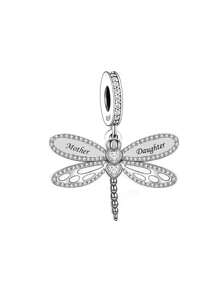 1 st. Modieuze 925 Sterling Zilveren Familie & Liefde Libelle Micro Geplaveide Zirkonia DIY Hanger, Kralen Sieraden, Herinneringscadeau Voor Dagelijks Gebruik