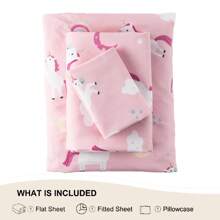 Unicorn Kids Sheet Set Twin Size, 3 Piece Twin Bed Sheet, Breathable Fitted & Flat Sheets,Deep Pocket Cozy Microfiber Toddler Bedding Set For Boys Girls - PinkUnicorn - View 3