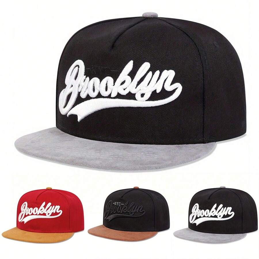 1 件男士布鲁克林棒球帽，纽约时尚嘻哈帽，可调节户外休闲帽，适合春季、秋季、旅行、海滩 - 彩色 - 查看 1