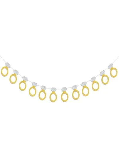 קישוט דגל טבעת ריינסטון עם טבעת דגלון לרקע מסיבת חתונה, קישוט חגיגת טקס חתונה, זוג טרי שמח