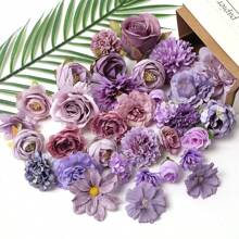 Purple Artificial Flowers Head For Wedding Decoration Fake Flower Home Decor Birthday Party DIY Bouquet Garland Gift Accessories