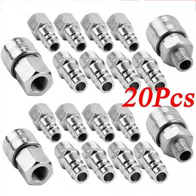 20PCS Air Line Hose Compressor Fitting Coupling Connector Quick Release 1/4" BSP