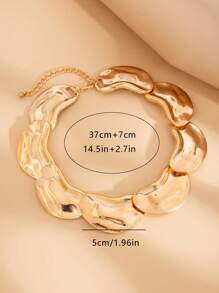 1 套时尚奢华液态金属不对称几何项链和耳环，适合女士 - 礼物创意 - 约会之夜