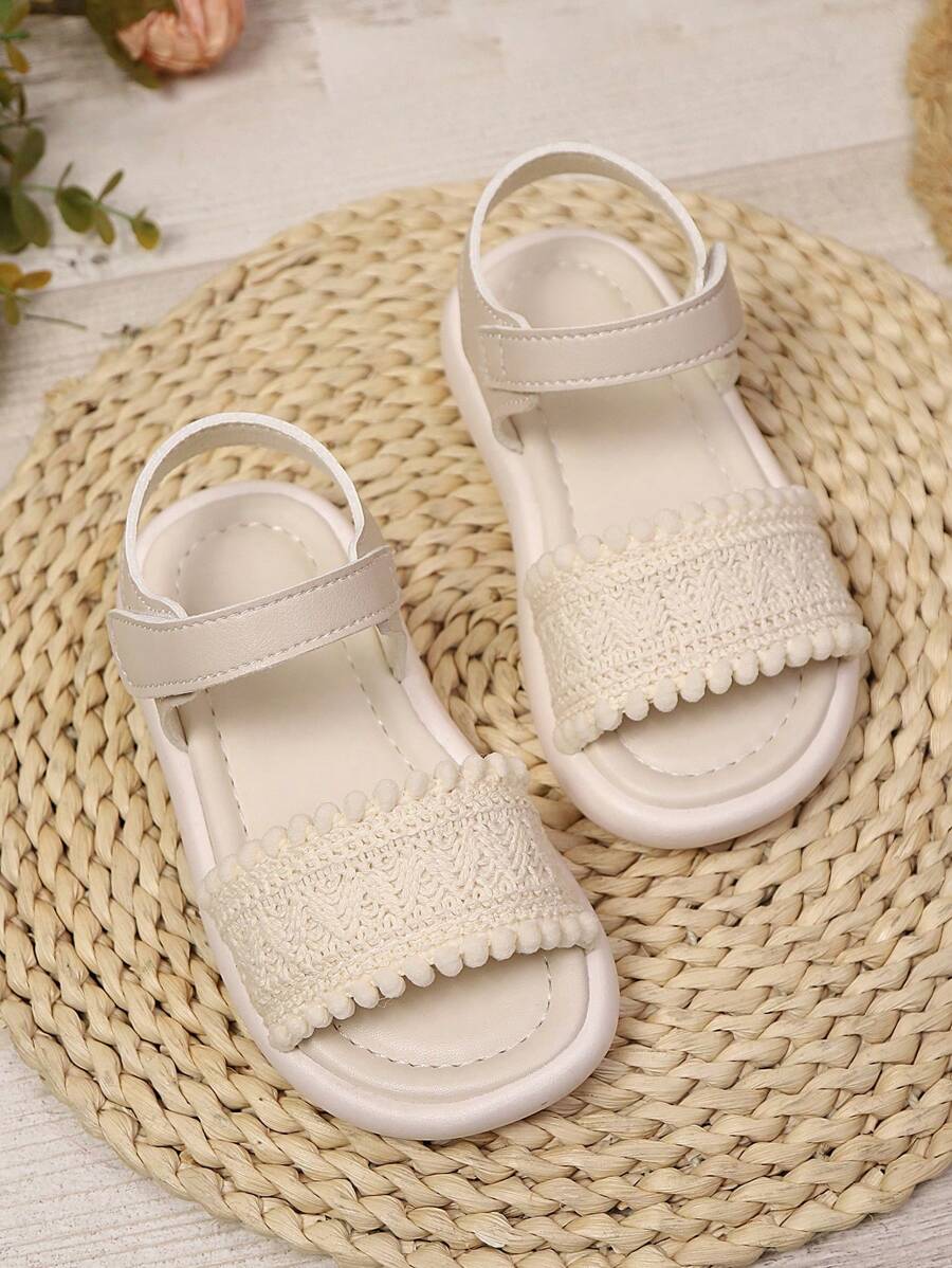 1 Pair Kids Unisex Versatile Hook And Loop Design Flat Sandals, Suitable For Summer, Beach, Outdoor, Everyday Wear