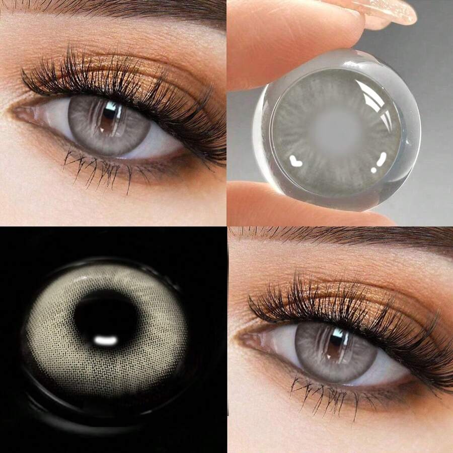 1 副黑灰色隐形眼镜，用于眼部美容眼部化妆品直径 14.5 毫米，年度使用隐形眼镜万圣节服装角色扮演 - 棕色 - 查看 1