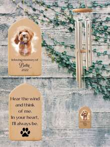 Customized Pet Memorial Wind Chimes, Pet Bereavement Memorial, Pet Loss Gift, Watercolor Pet Portrait Wind Chimes, Dog Memorial Gift