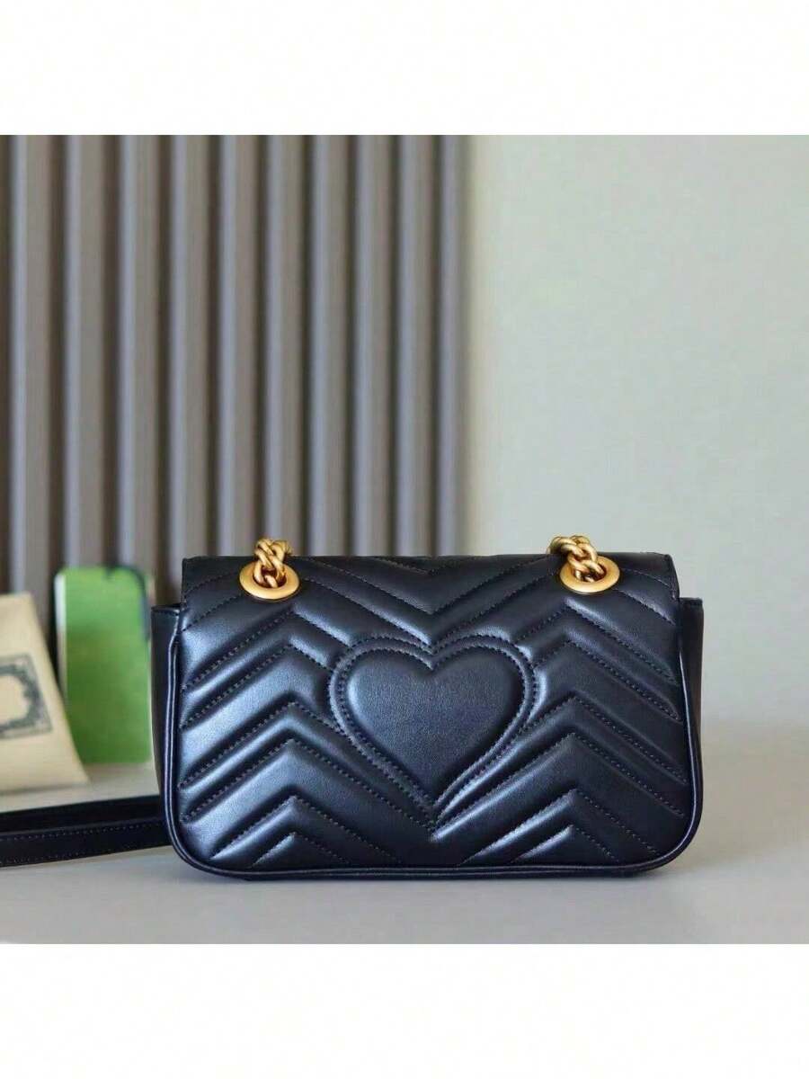 Fashion Love G-G Crossbody Bag Women's Bag Chain Small Bag Saddle Bag Marmont Women's Shoulder Bag - 黑色 - 查看 1