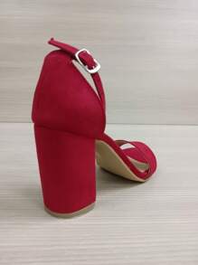 Zapatilla tacón de mujer alto 8 cm perfecto para ocasiones formales y Casuales, XV, Graduaciones, Cenas Familiares, Bodas y mas - Rojo - Ver 6