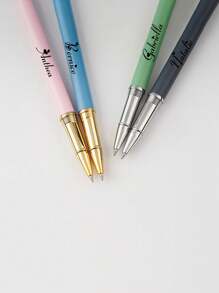 Caneta esferográfica de metal com cores neutras e suaves, 1 peça, para negócios, assinaturas, presente de feriado/aniversário, gravação de letras personalizadas, volta às aulas, material escolar