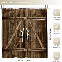 4pcs Wooden Door Antler Handle Shower Curtain Gift Modern Home Bathroom Decoration Curtain And Toilet Floor Mat 3pcs Set With 12 Shower Curtain Hooks Bathroom Accessories Back To School Fall Decor