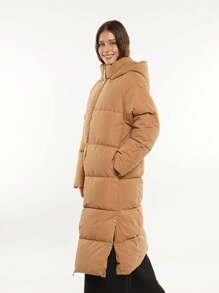 Chaquetas acolchadas extra largas para mujer, con capucha, cálidas, repelentes al agua, abrigo de invierno con cremallera bidireccional