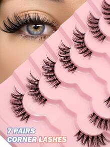 Asiteo 7 Pairs Transparent Natural Half-Strip False Eyelashes, Cat Eye Corner Lashes, Natural Style, Soft & Lightweight, Suitable For Beginners, Easy To Wear, Fit For Daily Dates - Cat Eye Lashes - View 1