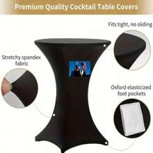 1pc Cocktail Table Cover, Circular Cocktail Table Cloth, Elastic Fitted Table Top Cover, Suitable For Bar, Wedding, Party, Birthday Events - Multicolor - View 8
