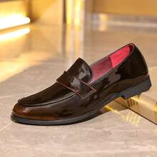 New Slip-On Loafer Shoes, Men's Business Leather Shoes - Brown - View 1