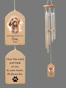 Customized Pet Memorial Wind Chimes, Pet Bereavement Memorial, Pet Loss Gift, Watercolor Pet Portrait Wind Chimes, Dog Memorial Gift