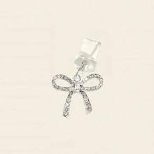 1pc Rhinestone Bow-Knot Shape Dust Plug Compatible With IPhone Port, Type-C Port, Android Phone Charging Port - Silver - View 3