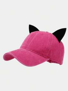 Velvet Cat Ear Baseball Cap For Women, Summer Soft Top Baseball Cap, Fashionable Student Couple's Unique Hat For Men.