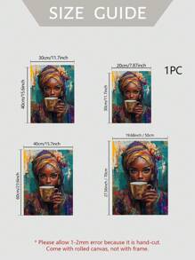 1 幅非洲女性咖啡帆布艺术印刷品，文化客厅卧室墙壁装饰，轻奢工作室现代抽象画，无框 - 彩色 - 查看 5