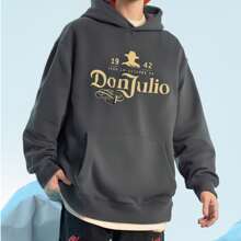 (250g Polyester Fiber Polyester) DonJulio Print Fashion Men's Casual Long-Sleeved Hooded Sweatshirt, Suitable For Outdoor Sports,Women's Casual And Comfortable Hoodie, Fall/Winter Chic Long-Sleeved Multi-Purpose Top