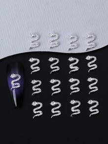 20 pièces Charms d'ongles en forme de serpent, décoration d'art des ongles 3D, bijoux de clou en alliage punk gothique, accessoires de manucure DIY pour salon