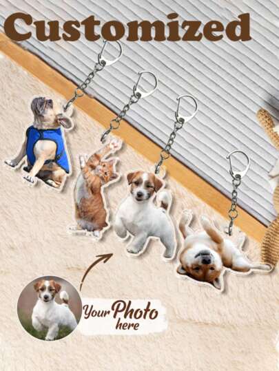 1pc Customized Keychain, Personalized With Image Of Pet, Loved One, Celebrity Or Car, Made Of PC (Polycarbonate), Suitable For All Seasons, Great Gift For Christmas, Valentine's Day, Spring Festival, School Supplies, For Teenagers, Junior High School Students, Middle School Students, High School Senior High School Students, College Students, University Students, Freshman, Sophomore, Underclassmen,Delicate Romance, Utilitarian Chic