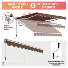 8' X 6.6' Patio Retractable Awning Sunshade Shelter W/Manual Crank Handle - Coffee - View 6