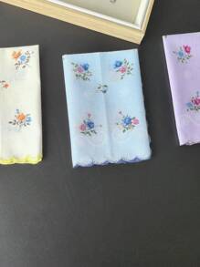 Thin Feel 11.6in Fabric Crescenta Women's Printed Handkerchief Retro 6pcs Back To School
