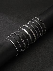 10-5 件/套波西米亚风格金属手链适合女士，心形吊坠和串珠链设计，可堆叠，非常适合情侣节日礼物，适合日常佩戴或约会 - 金色 - 查看 6