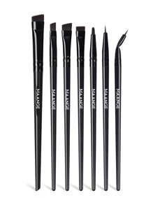 MAANGE Set de 7 piezas de brochas de maquillaje para ojos, con ángulos finos y ultra delgados, planos y angulados, para herramienta de belleza profesional, brochas delineadoras para aplicación de maquillaje con precisión