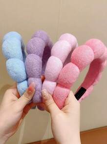 1pc Women Latte Color Sponge Cloud Hairband, Cute Versatile Wide Headband, Anti-Slip Headwear For Autumn/Winter,Hairband,Hair Hoop Headbands - Colored Headband - View 12
