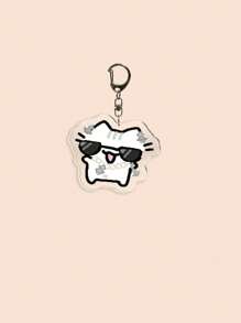1 pièce Porte-clés mignon en acrylique avec chat de dessin animé, chat rose girly, chaton naïf, chaton à fleurs, chaton fraise, chaton lunettes de soleil, chaton câlinant la courtepointe, chaton comptant de l'argent, porte-clés thème animal, charme de sac cadeau pour amis et couples, accessoires de voiture, sac à dos pour l'école