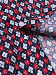 Men's Geometric Print Short Sleeve Casual Shirts, Spring/Summer - Red - View 6