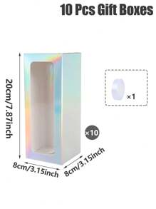 10 stuks papieren geschenkverpakkingsdoos met lint, laserzilveren ontwerp displaydoos met PVC helder venster, verjaardag bruiloft evenement feest geschenkdoos, bruiloft banket verpakking geschenkdoos, bruiloft decoratie, bruidsdouche, bruiloft verjaardag bruidsmeisjes tassen, feestgunst, geschenkverpakking