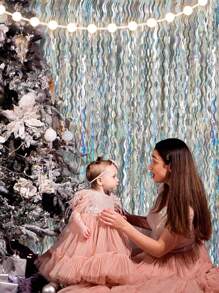 2 件/包 金属箔流苏窗帘 派对波浪背景 闪光金属波浪箔流苏背景窗帘 派对装饰 - 銀色 - 查看 4