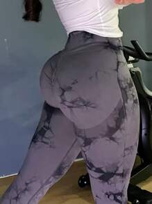 Summer Workout Tie Dye Seamless High Waisted Workout Leggings Women Scrunch Butt Lifting Yoga Gym Athletic Pants