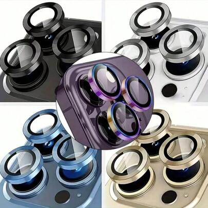 16片装镜头保护膜/摄像头保护/防刮/5套混色机镜头保护膜，超高清9H强化玻璃金属分离环盖，安装简便，防刮，适用于手机壳+1个收纳盒。手机镜头膜，黑色、蓝色、金色、银色，彩色镜头膜。生日、家人、朋友的礼物，合金金属钢化玻璃全覆盖，镜头保护膜，手机配件，防水防震防刮防指纹