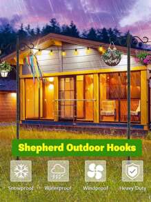 Outdoor Shepherd Hook, 63/73/110inch Metal Hook, Garden Decorative Bird Feeder Hanging Shepherd Hook, Suitable For Garden Hanging Flower Baskets, Bird Nests, Bird Feeder Hanging, Hanging Plant Flower Support, Spring Outdoor Decorations, Seasonal Decorations