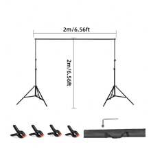 Heavy Duty Photography Studio Backdrop Stand Screen Background Support Kit+Case, 2x2M/2x3M - Black - View 9