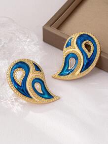 1 对金属水滴耳钉，优雅复古风格，适合日常、节日和各种场合 - 水滴 - 查看 3